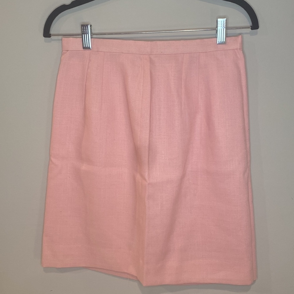 Miss O by Oscar de la Renta Vintage Pink Linen Skirt Suit Set - Picture 7 of 10